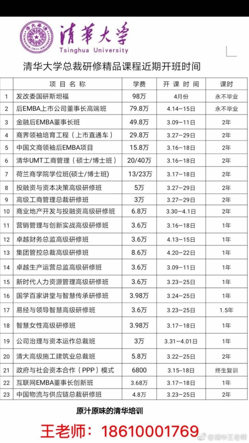 清华大学总裁研修班开课通知